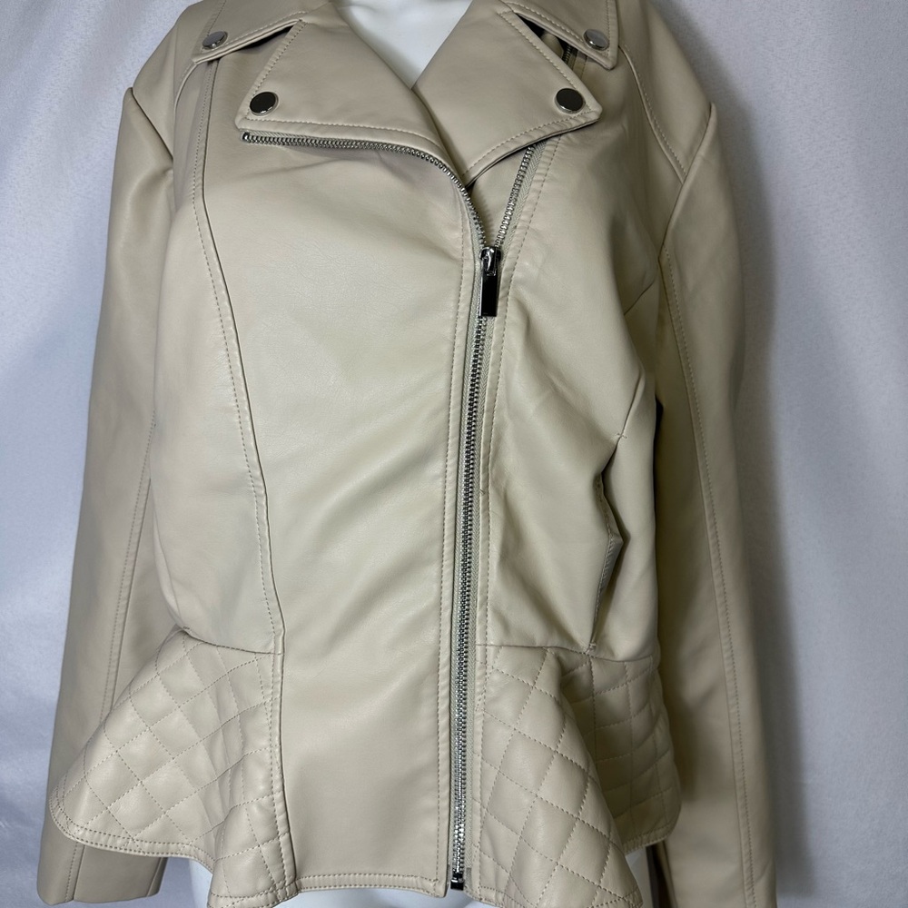 Long Sleeve Moto Style Jacket By New York&Co XL Tan  Nwt